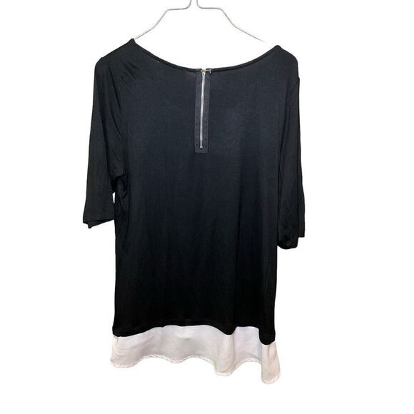Kenar Top Women's Medium Black Rayon Stretch Round Neck Long Sleeve Back Zip - Picture 2 of 5